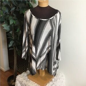 Women's Simply Vera Vera Wang Tunic 0X White Black Striped